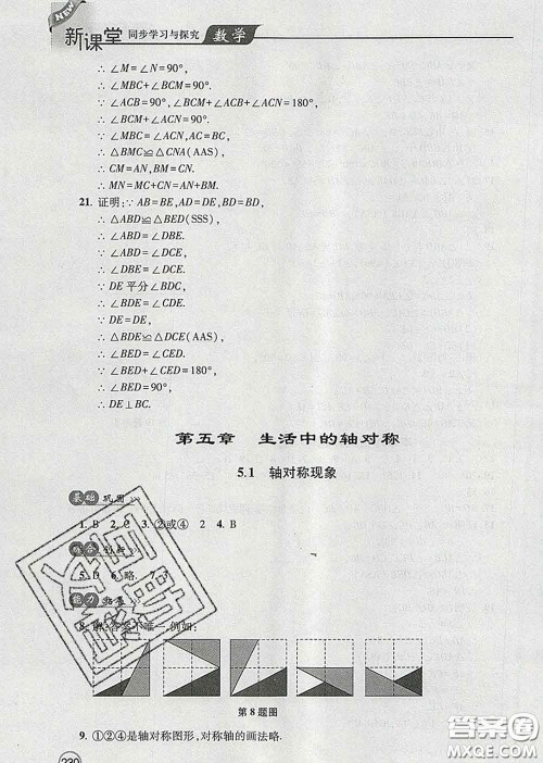 青岛出版社2020春新课堂同步学习与探究七年级数学下册答案