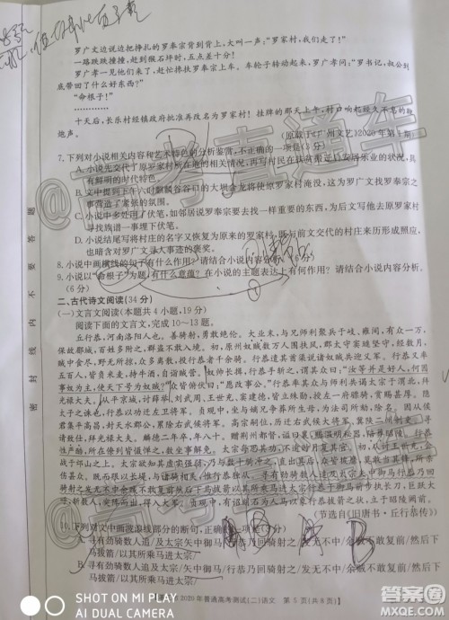湛江市2020年普通高考测试二语文试题及答案 湛江市2020年普通高考测试二语文试题及答案