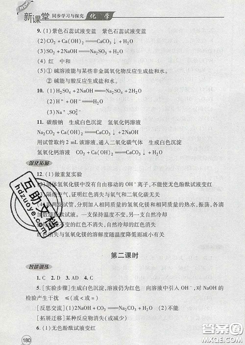 青岛出版社2020春新课堂同步学习与探究九年级化学下册答案