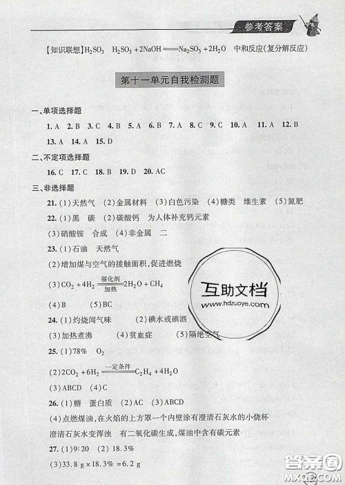 青岛出版社2020春新课堂同步学习与探究九年级化学下册答案