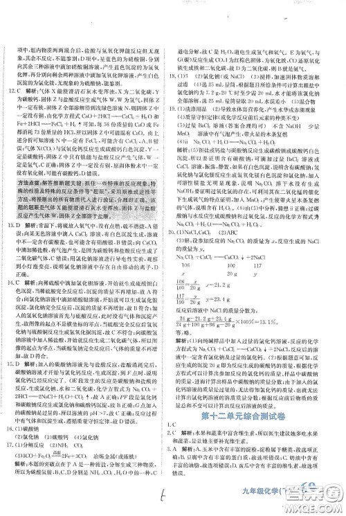 北京教育出版社2020新目标检测同步单元测试卷九年级化学下册人教版答案