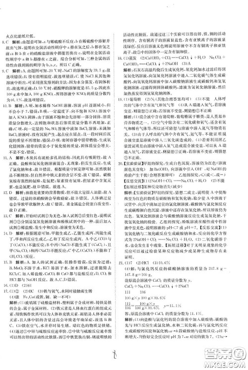 北京教育出版社2020新目标检测同步单元测试卷九年级化学下册人教版答案