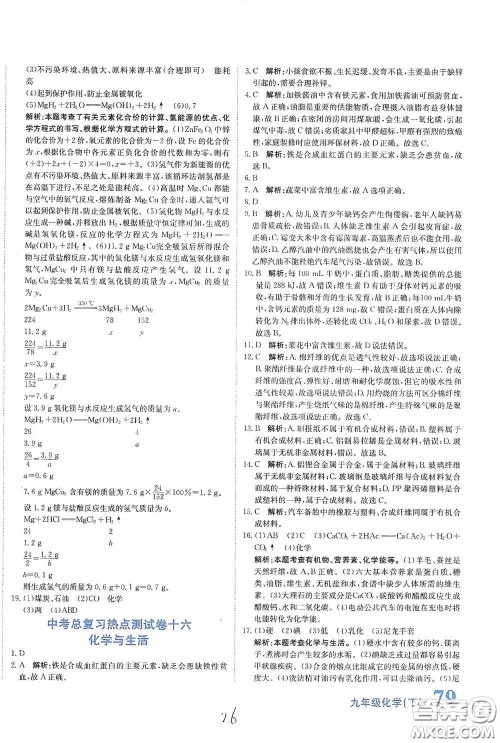 北京教育出版社2020新目标检测同步单元测试卷九年级化学下册人教版答案 北京教育出版社2020新目标检测同步单元测试卷九年级化学下册人教版答案