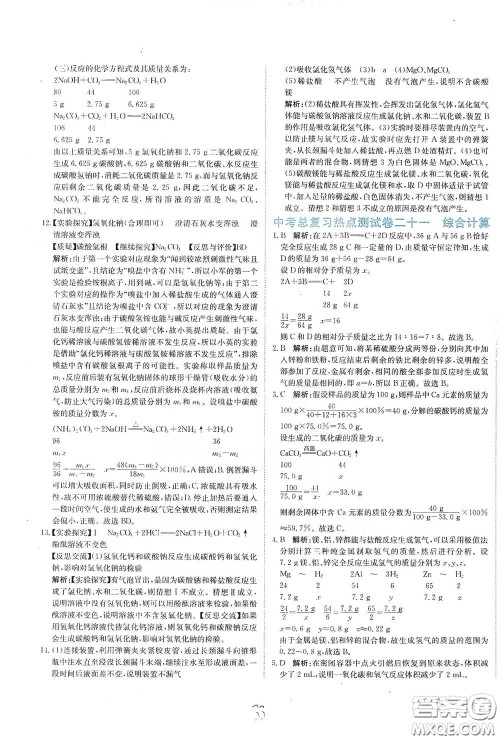 北京教育出版社2020新目标检测同步单元测试卷九年级化学下册人教版答案