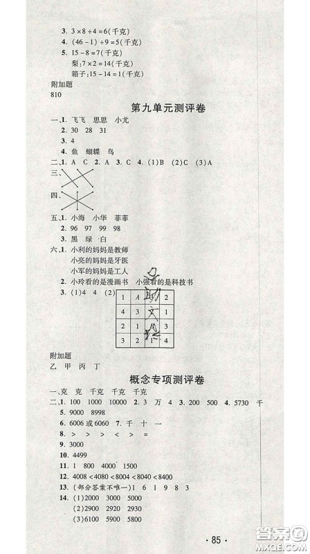 三甲文化2020新版创新考王完全试卷二年级数学下册人教版答案