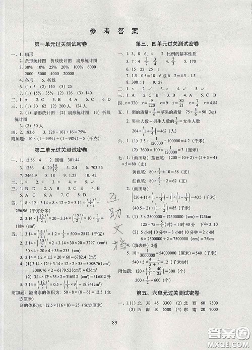 2020春期末冲刺100分完全试卷六年级数学下册苏教版答案 2020春期末冲刺100分完全试卷六年级数学下册苏教版答案