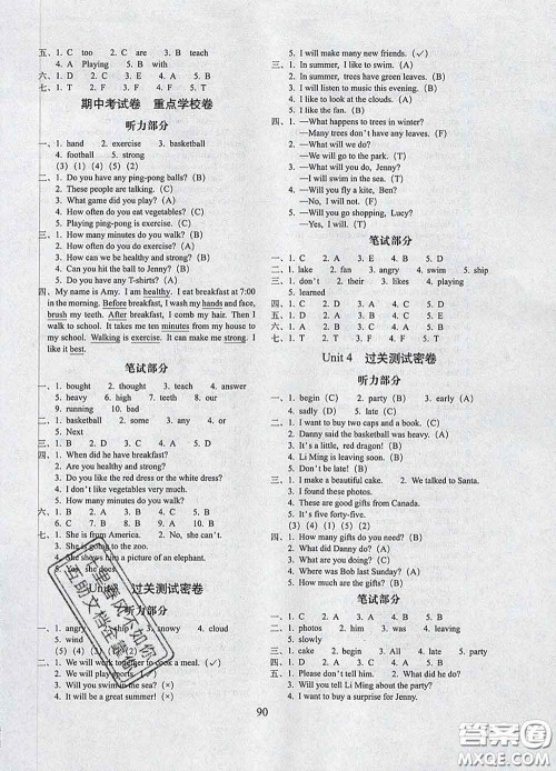 2020春期末冲刺100分完全试卷六年级英语下册冀教版答案 2020春期末冲刺100分完全试卷六年级英语下册冀教版答案