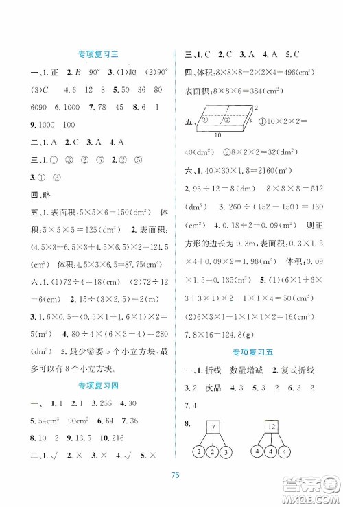 希望出版社2020全程检测单元测试卷五年级数学下册A版答案 希望出版社2020全程检测单元测试卷五年级数学下册A版答案