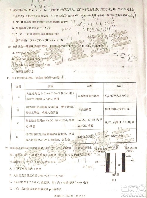 西南名校联盟2020届3+3+3高考备考诊断性联考卷二理科综合试题及答案 西南名校联盟2020届3+3+3高考备考诊断性联考卷二理科综合试题及答案