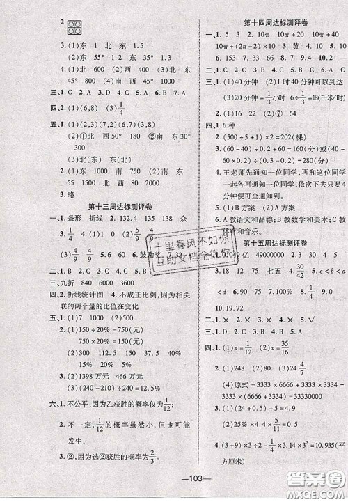 甘肃民族出版社2020优加全能大考卷六年级数学下册苏教版答案