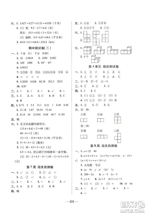 2020年A全程练考卷四年级数学下册人教版答案