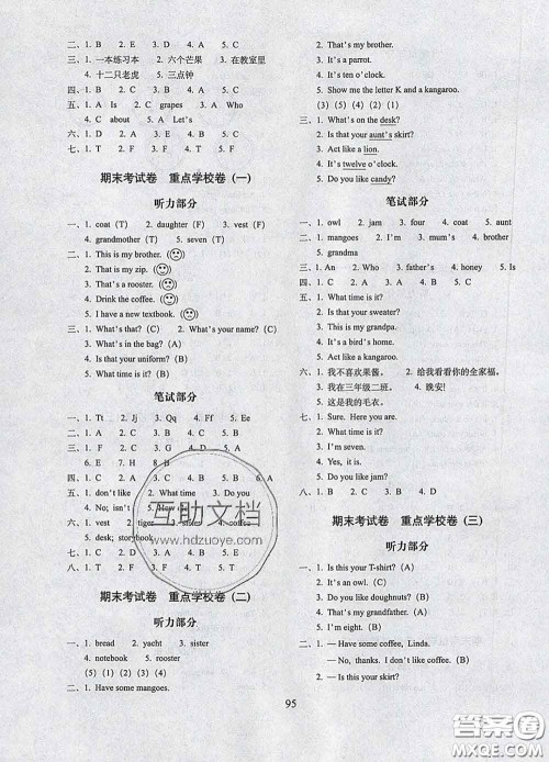 2020春期末冲刺100分完全试卷三年级英语下册人教精通版答案 2020春期末冲刺100分完全试卷三年级英语下册人教精通版答案