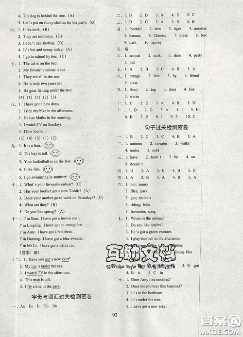 2020春期末冲刺100分完全试卷三年级英语下册外研版三起答案 2020春期末冲刺100分完全试卷三年级英语下册外研版三起答案