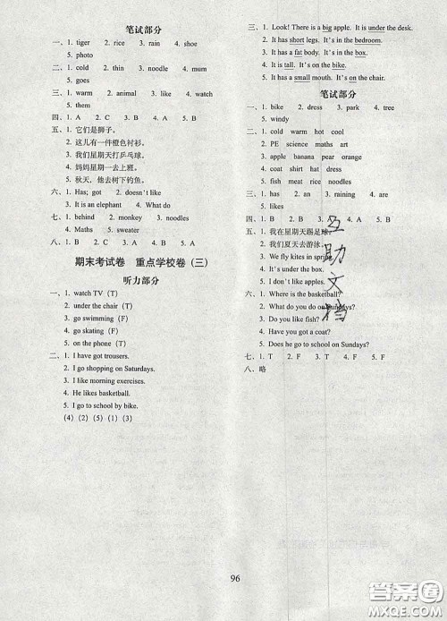 2020春期末冲刺100分完全试卷三年级英语下册外研版三起答案 2020春期末冲刺100分完全试卷三年级英语下册外研版三起答案