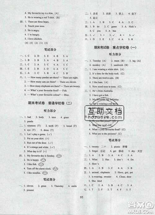 2020春期末冲刺100分完全试卷三年级英语下册外研版武汉专版答案 2020春期末冲刺100分完全试卷三年级英语下册外研版武汉专版答案