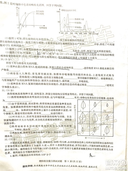 华大新高考联盟名校2020年5月高考预测考试理科综合试题及答案 华大新高考联盟名校2020年5月高考预测考试理科综合试题及答案
