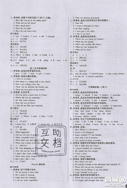 2020春黄冈100分冲刺卷六年级英语下册人教版答案 2020春黄冈100分冲刺卷六年级英语下册人教版答案