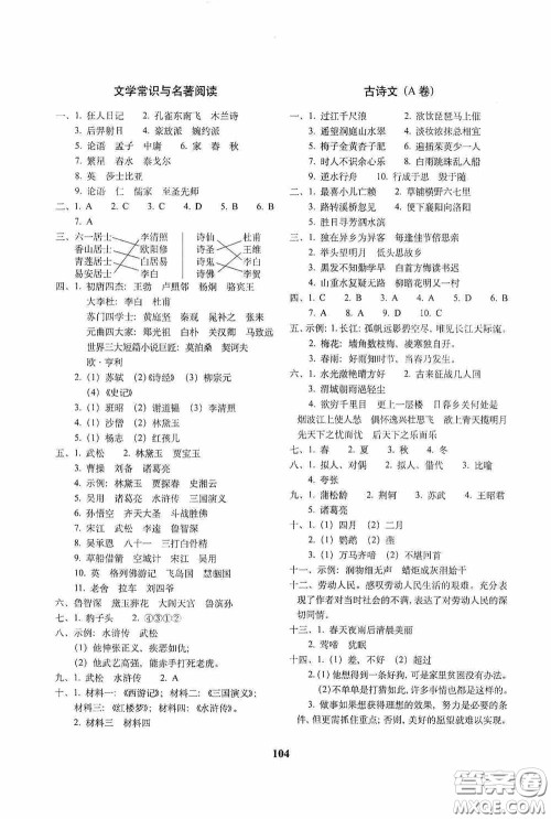 68所教学教科所2020年毕业升学完全练考卷语文答案 68所教学教科所2020年毕业升学完全练考卷语文答案