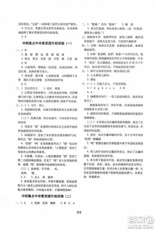 68所教学教科所2020年毕业升学完全练考卷语文答案