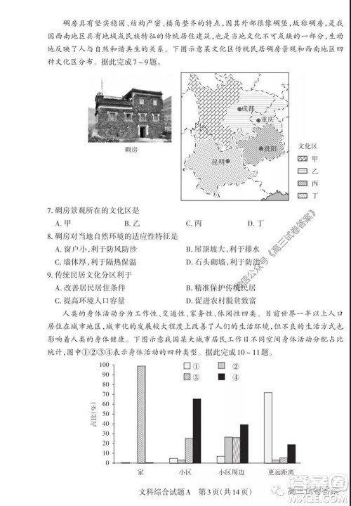 2020年山西省高考考前适应性测试二文科综合试题及答案