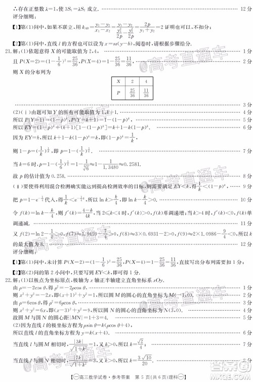 2020年金太阳全国5月百万联考全国一卷理科数学试题及答案 2020年金太阳全国5月百万联考全国一卷理科数学试题及答案
