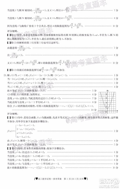 2020年金太阳全国5月百万联考全国二卷文科数学试题及答案