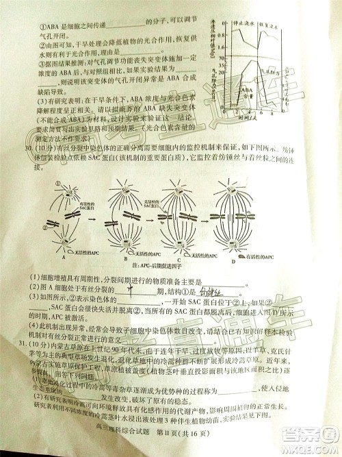 2020年运城二模理科综合试题及答案