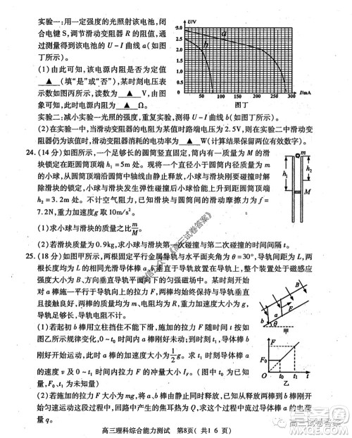 2020年河南省六市高三第二次联考理科综合试题及答案