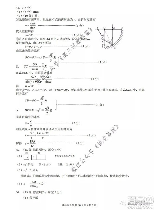 2020年河南省六市高三第二次联考理科综合试题及答案