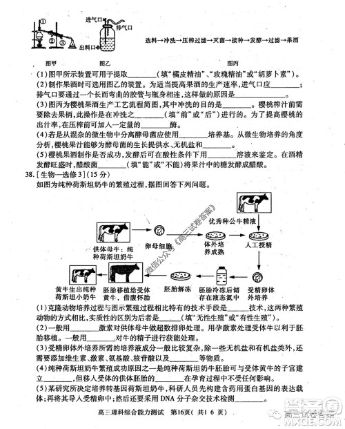 2020年河南省六市高三第二次联考理科综合试题及答案