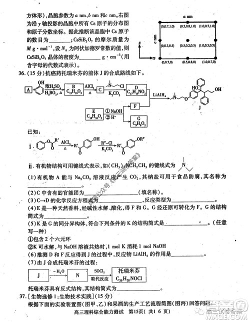 2020年河南省六市高三第二次联考理科综合试题及答案