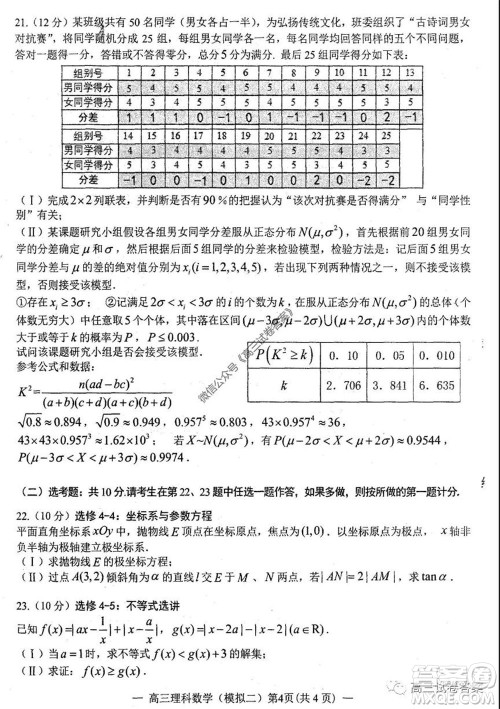 2020年南昌二模理科数学试题及答案