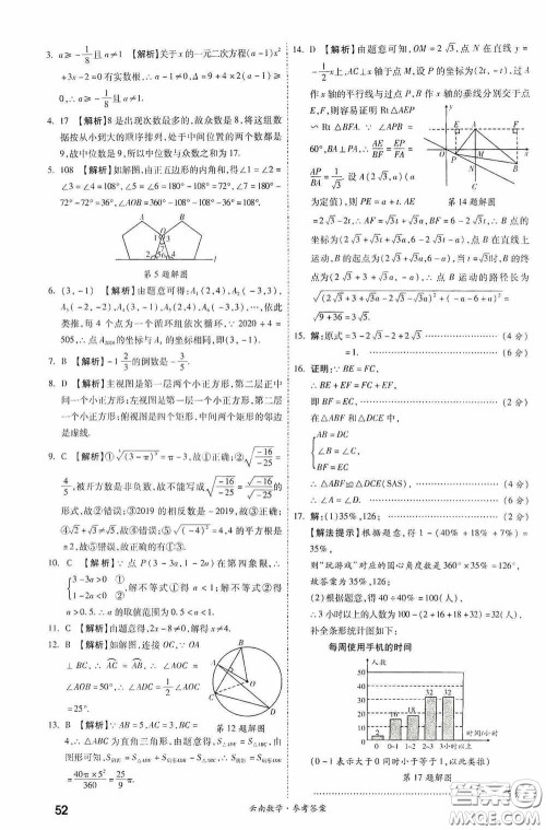 四川教育出版社2020一战成名中考真题与拓展训练数学云南版答案