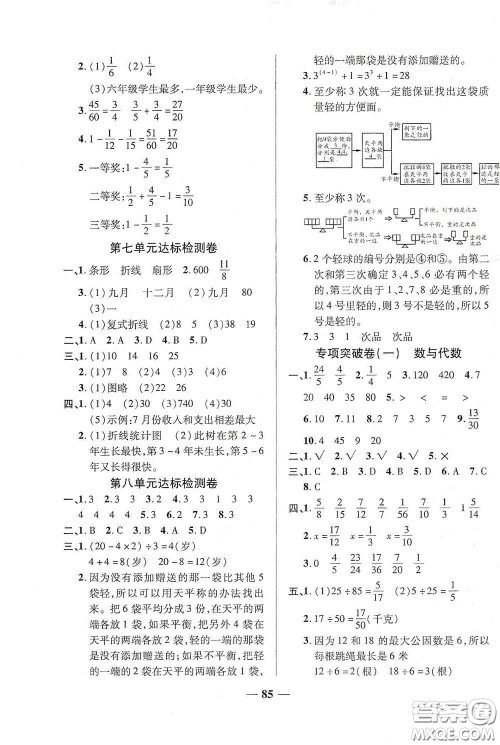 2020云南本土名校金卷五年级数学下册答案
