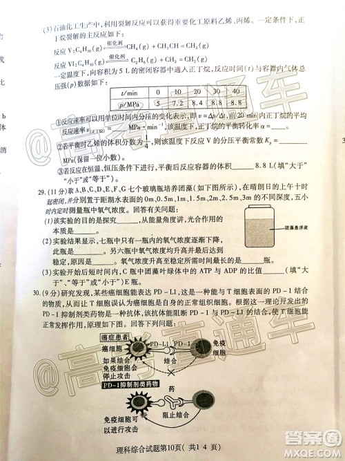 临汾市2020年高考考前适应性训练考试三理科综合试题及答案