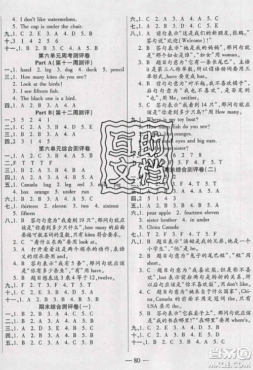 2020新版手拉手轻松全优练考卷三年级英语下册人教版答案 2020新版手拉手轻松全优练考卷三年级英语下册人教版答案