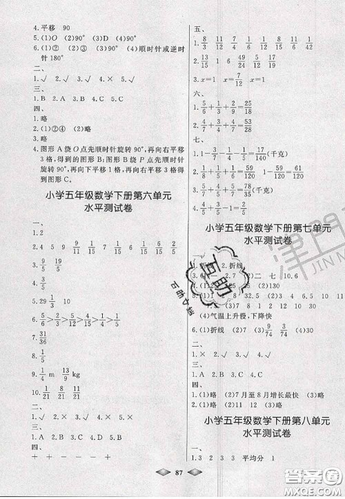 北方妇女儿童出版社2020春津门壹卷五年级数学下册人教版答案