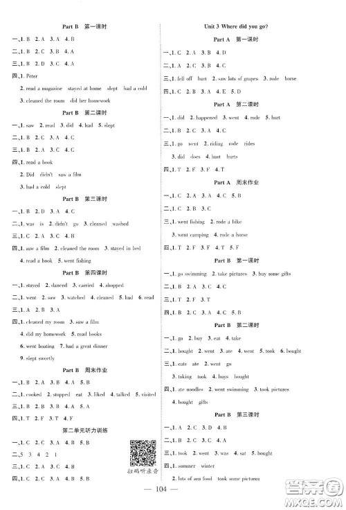 长江少年儿童出版社2020课时掌控六年级英语下册人教PEP版答案 长江少年儿童出版社2020课时掌控六年级英语下册人教PEP版答案