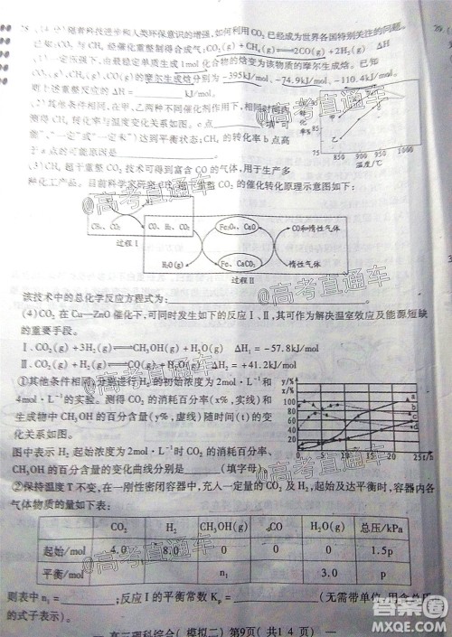 2020年南昌二模理科综合试题及答案