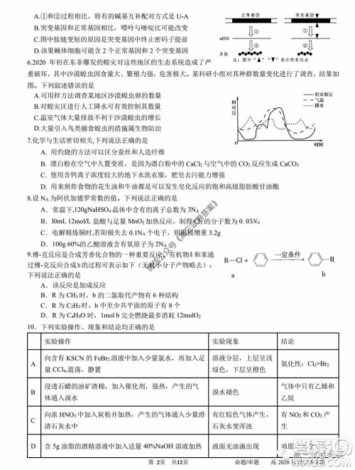 成都石室中学高2020届高三三诊模拟考试理科综合试题及答案