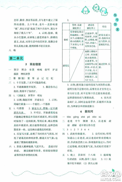 浙江教育出版社2020小学语文课时特训五年级下册人教版答案