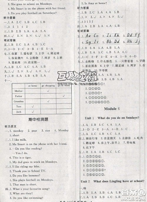 2020新版黄冈360度定制课时三年级英语下册外研版答案 2020新版黄冈360度定制课时三年级英语下册外研版答案