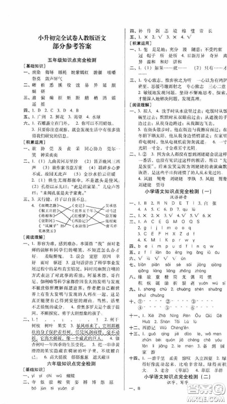海南出版社2020云南师大附小小升初完全试卷人教版语文答案 海南出版社2020云南师大附小小升初完全试卷人教版语文答案