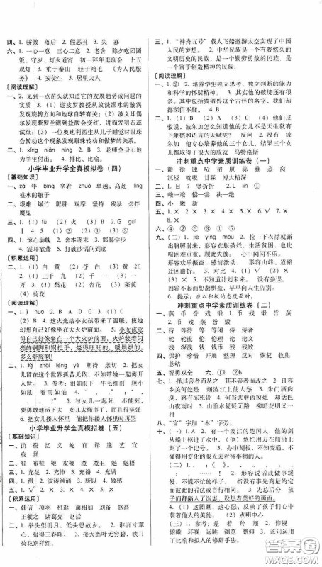 海南出版社2020云南师大附小小升初完全试卷人教版语文答案 海南出版社2020云南师大附小小升初完全试卷人教版语文答案