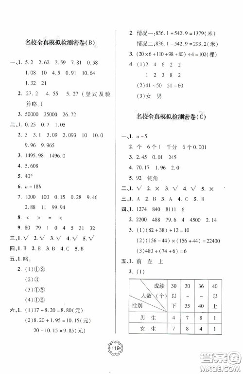 2020金博士闯关密卷100分四年级数学下册答案 2020金博士闯关密卷100分四年级数学下册答案