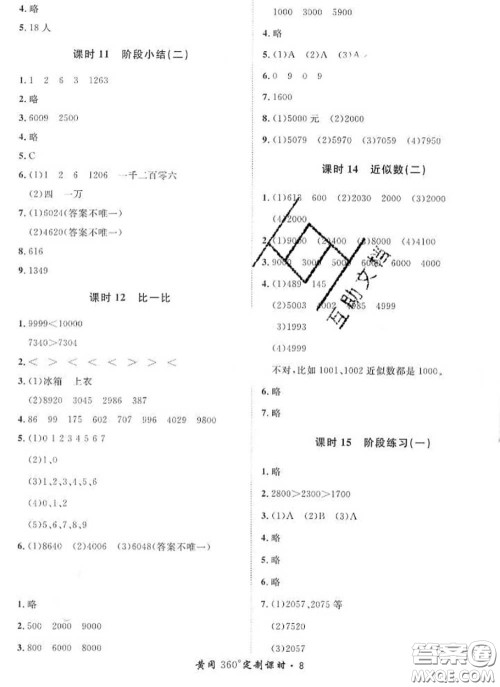 2020新版黄冈360度定制课时二年级数学下册苏教版答案