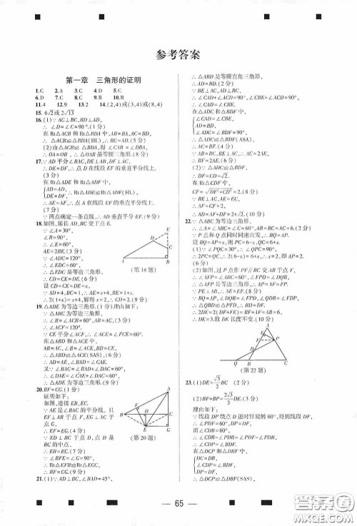 大象出版社2020大数据学科质量测评八年级数学下册人教版答案