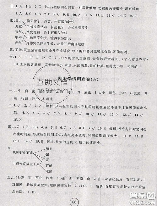 浙江大学出版社2020春浙江名卷三年级科学下册教科版答案 浙江大学出版社2020春浙江名卷三年级科学下册教科版答案