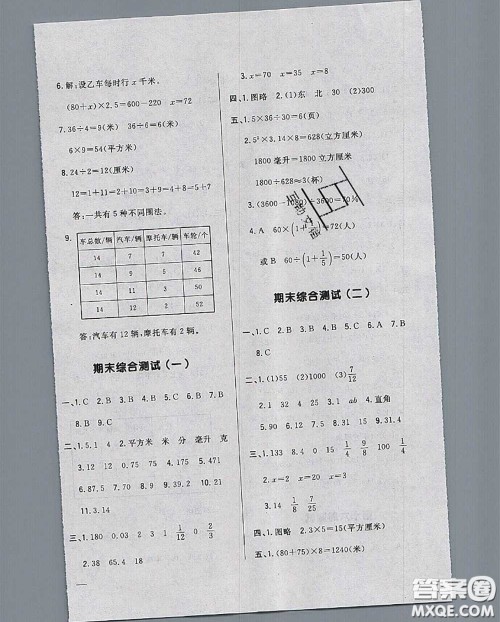 2020新版悦然好学生周周测六年级数学下册北师版答案 2020新版悦然好学生周周测六年级数学下册北师版答案