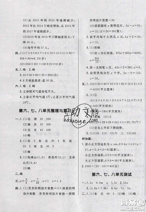 2020新版悦然好学生周周测五年级数学下册北师版答案